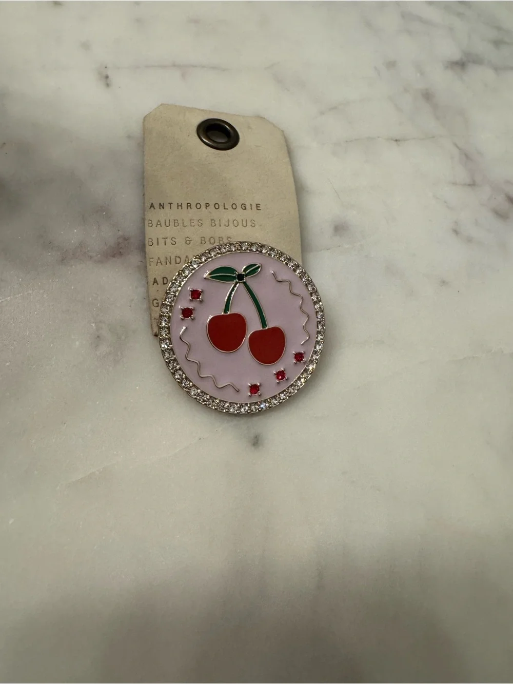 NWT Anthropologie Enamel Cherry Icon Brooch 🍒